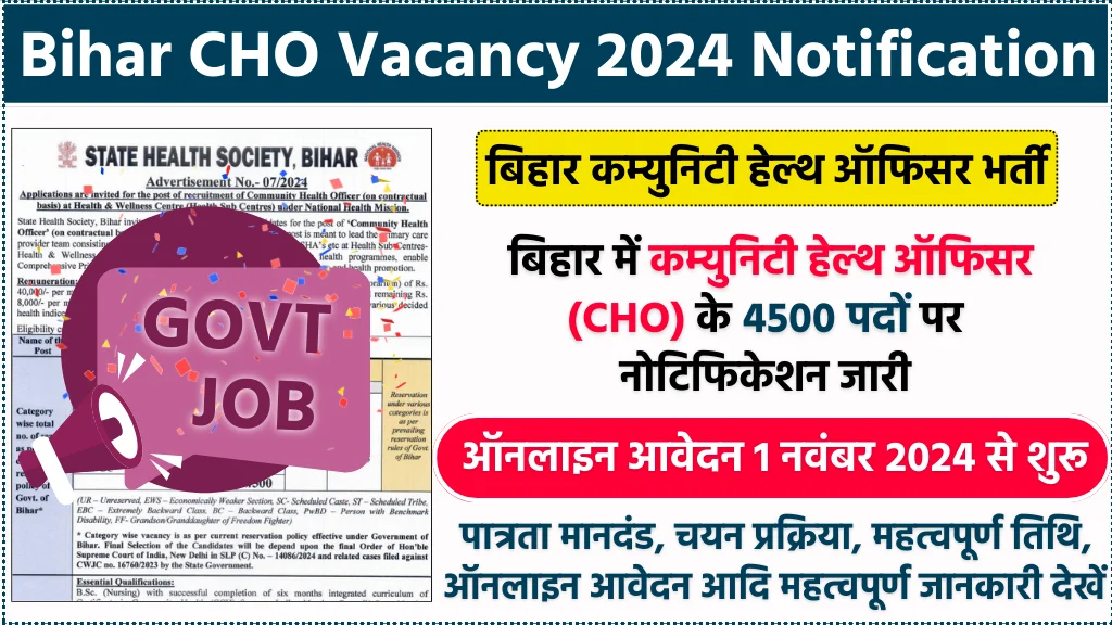 Bihar CHO Vacancy 2024