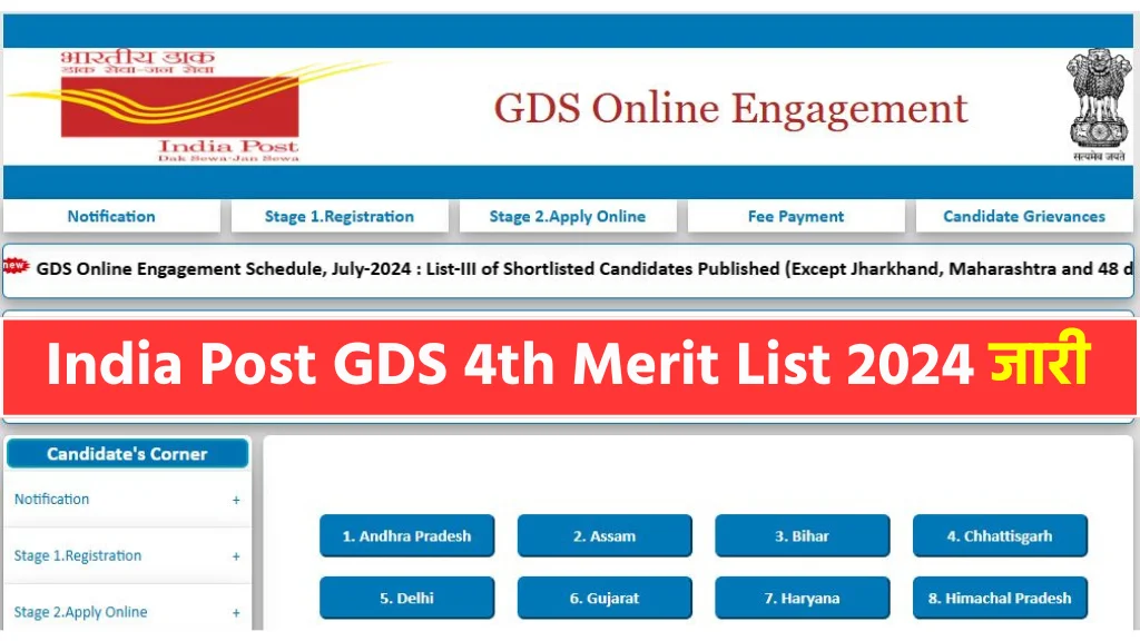 India Post GDS 4th Merit List 2024