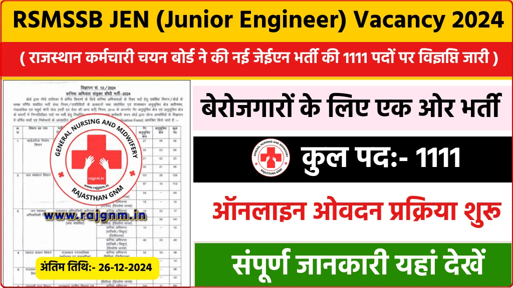 Rajasthan JEN Vacancy