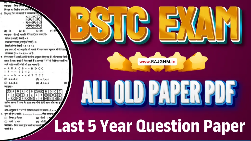 Rajasthan BSTC Previous Year Question Paper